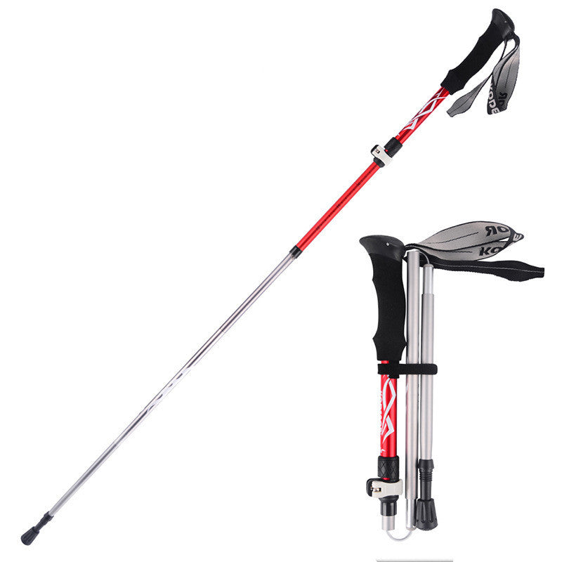 Outdoor folding trekking pole 5-section outer lock and portable