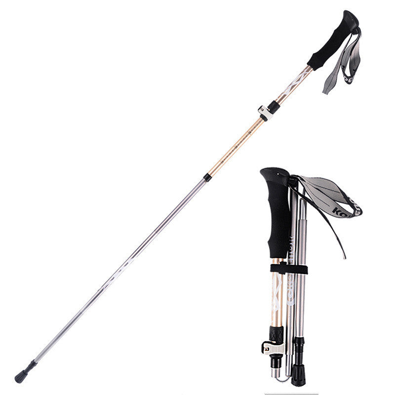 Outdoor folding trekking pole 5-section outer lock and portable