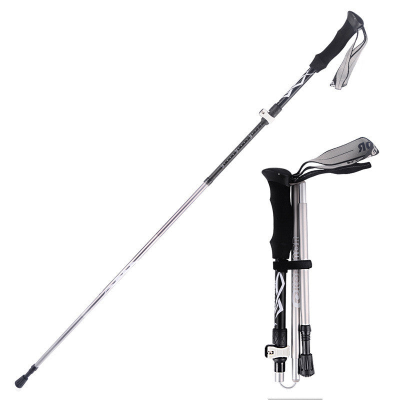 Outdoor folding trekking pole 5-section outer lock and portable