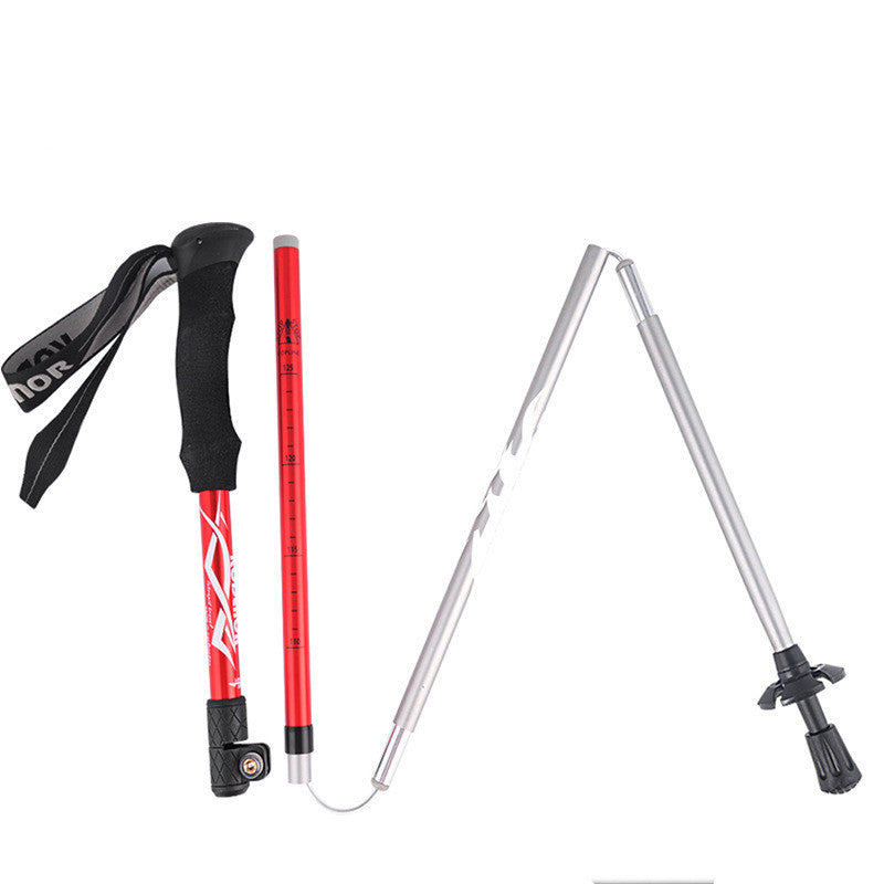 Outdoor folding trekking pole 5-section outer lock and portable