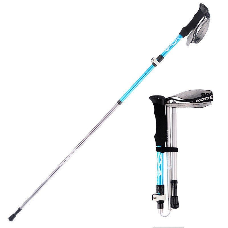 Outdoor folding trekking pole 5-section outer lock and portable